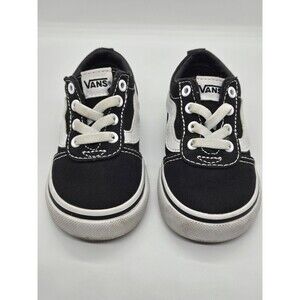 VANS Ward Slip On Old Skool Kids Skate Shoes Black And White Size 5.0